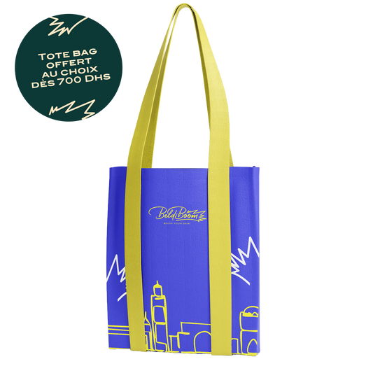 Tote bag Beldi Boom bleu cousu main